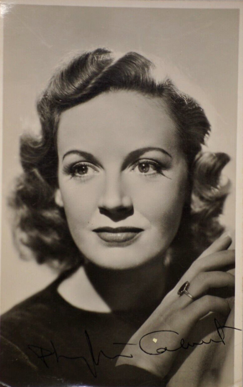 Vintage Actress PHYLLIS CALVERT Original Autograph Signed Photo Postcard 1950s