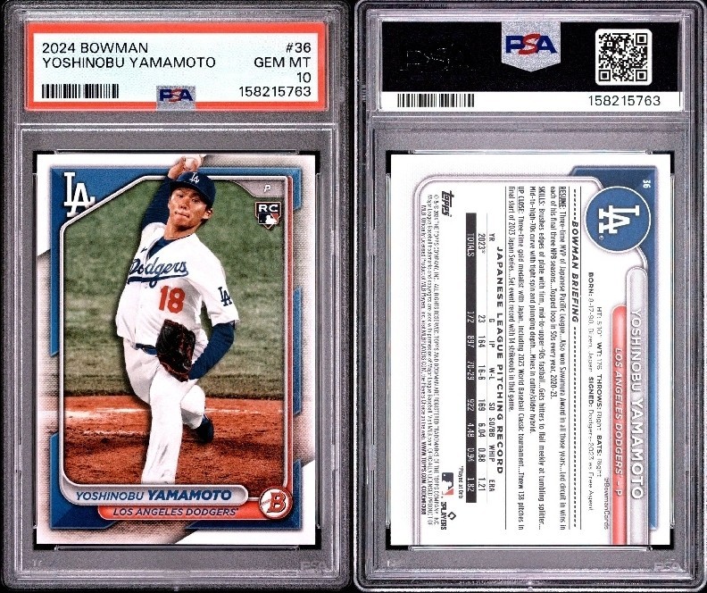 2024 Bowman Yoshinobu Yamamoto 36 RC PSA 10 Rare 