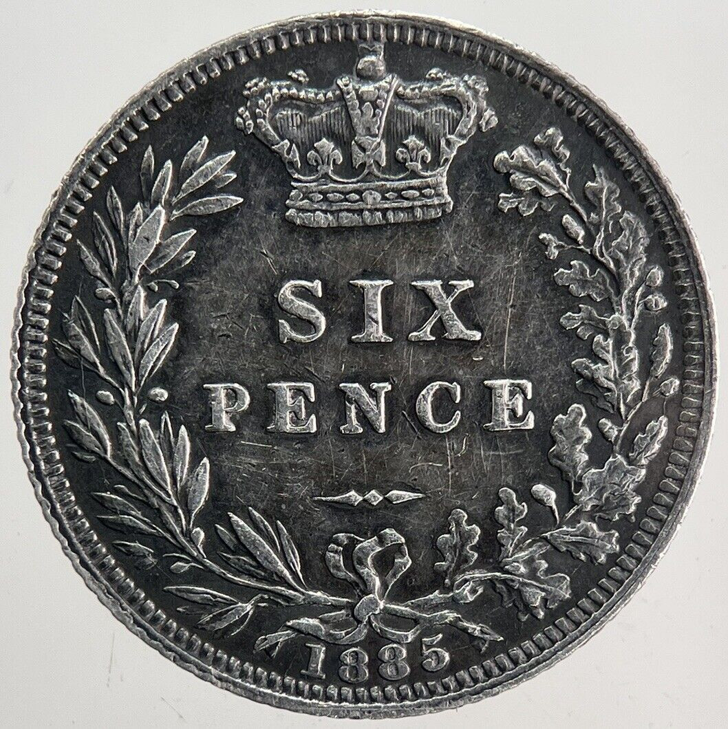 1885 Victoria Sixpence Silver Coin | Very Fine Grade | a6108