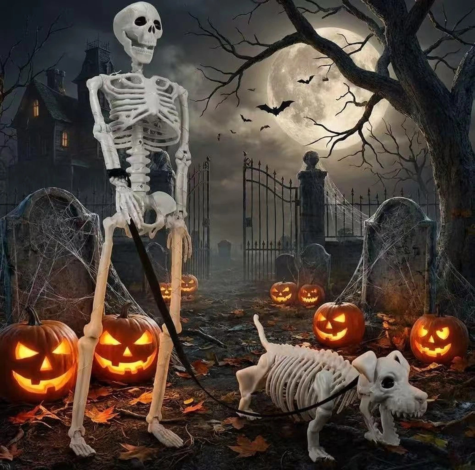 2 pc Animated Gentleman Skeleton with Growling Dog Halloween Decorations 2026 