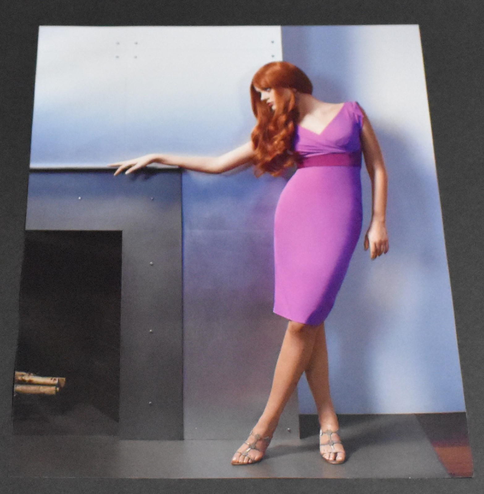 2008 Print Ad Fashion Lady Legs High Heels Redhead Gorgeous Purple Dress Smooth