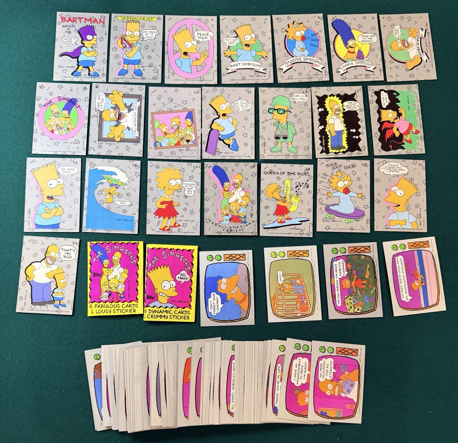 1990 Topps The Simpsons 22 Card Sticker PLUS 88 Card Base Set BARTMAN ROOKIE