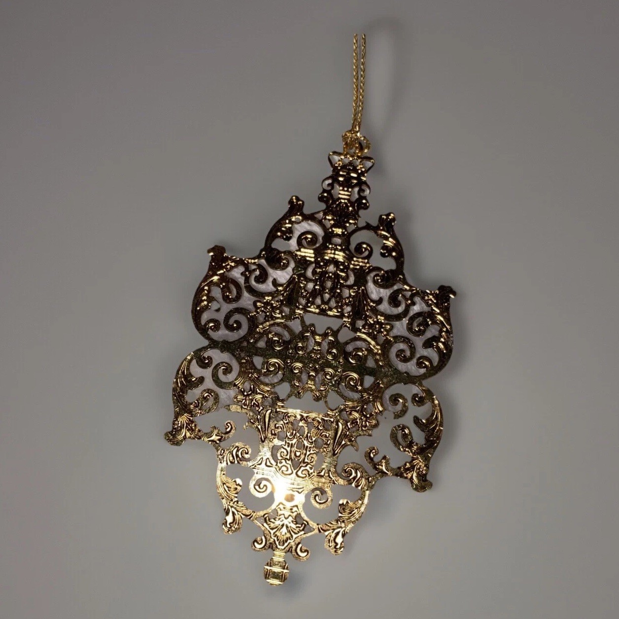 Vintage Golden Brass Laser Cut Christmas Holiday Ornament