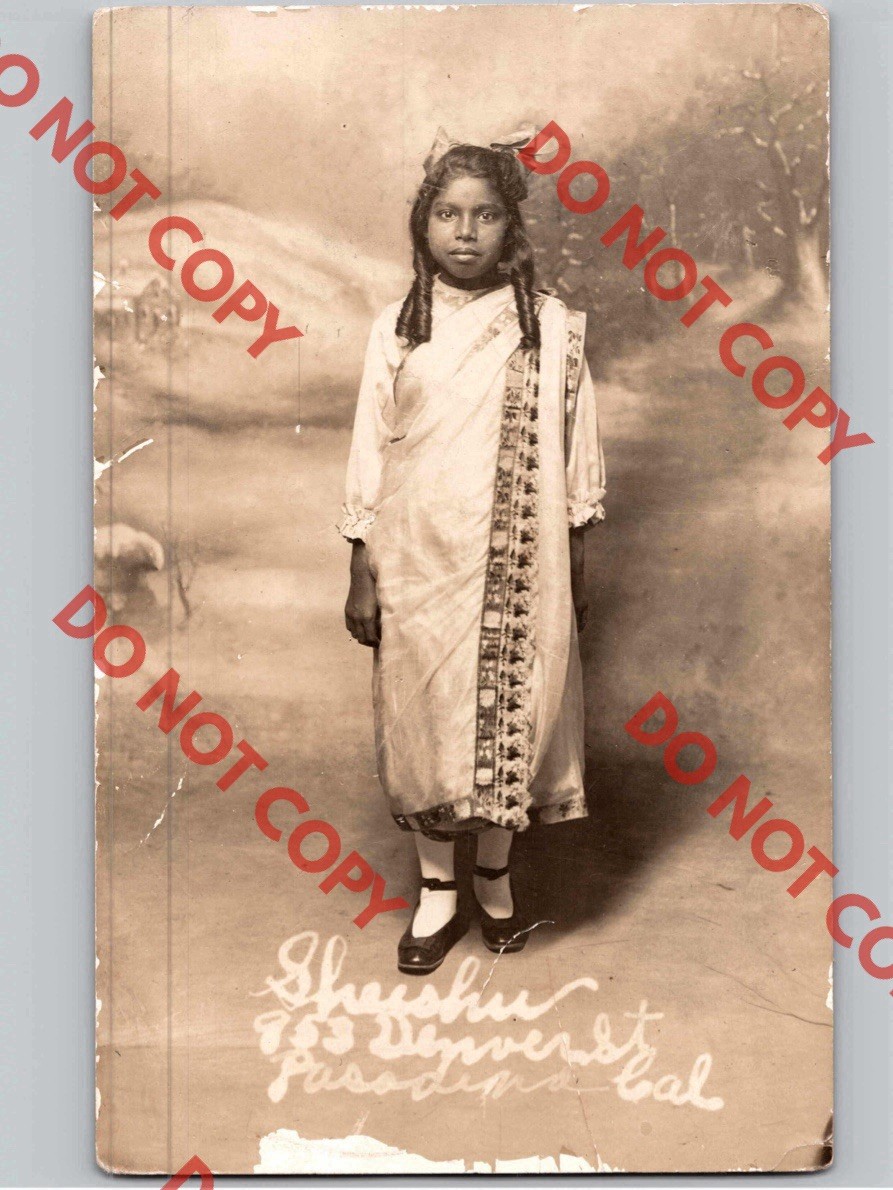 c1910 Black African Girl PHOTOGRAPHER ADVERTISING PASADENA CALIFORNIA CA RPPC