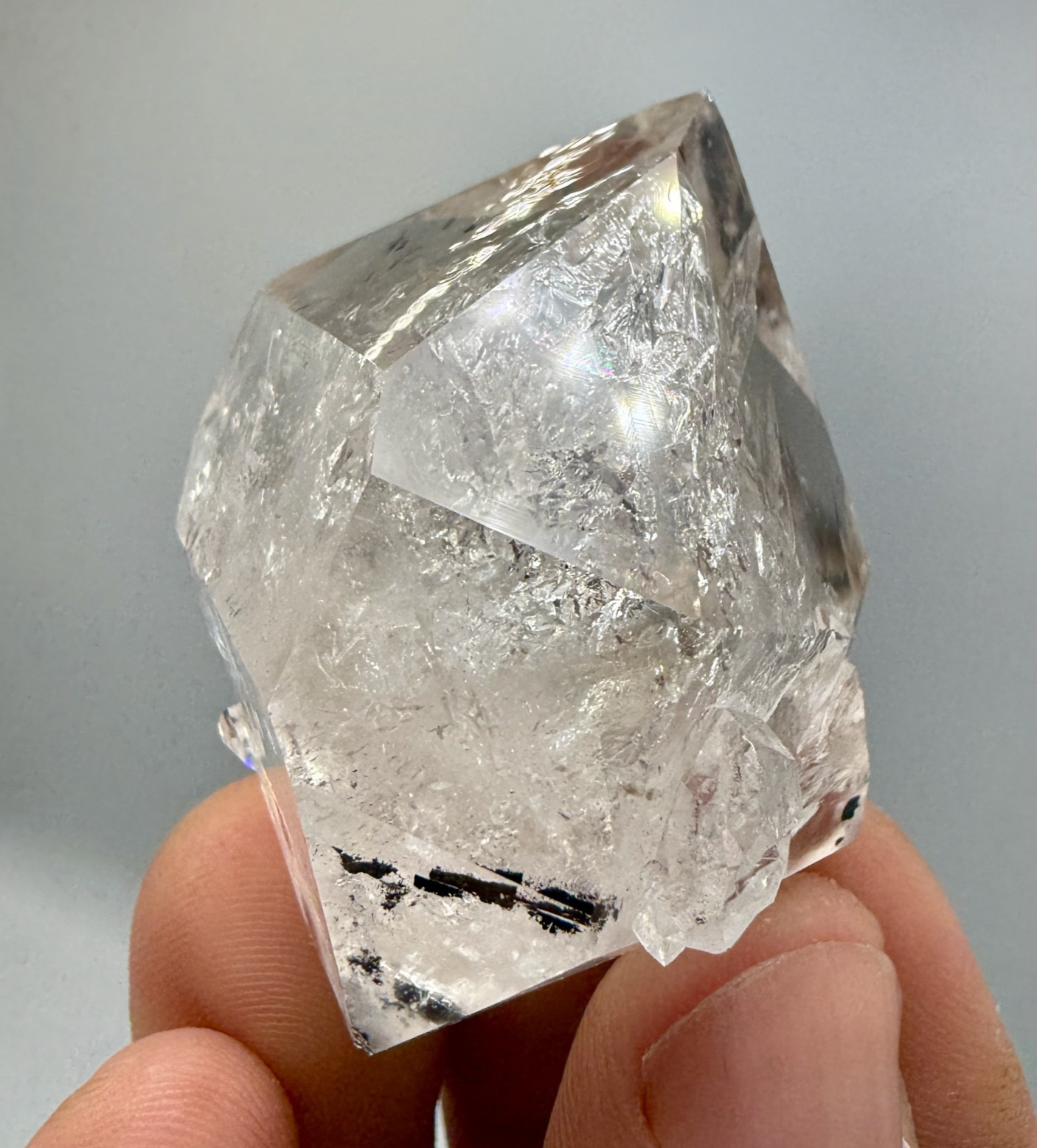 Light Smoky Herkimer Diamond w/ 5 Small Gems Attached, Minor Hydrocarbon