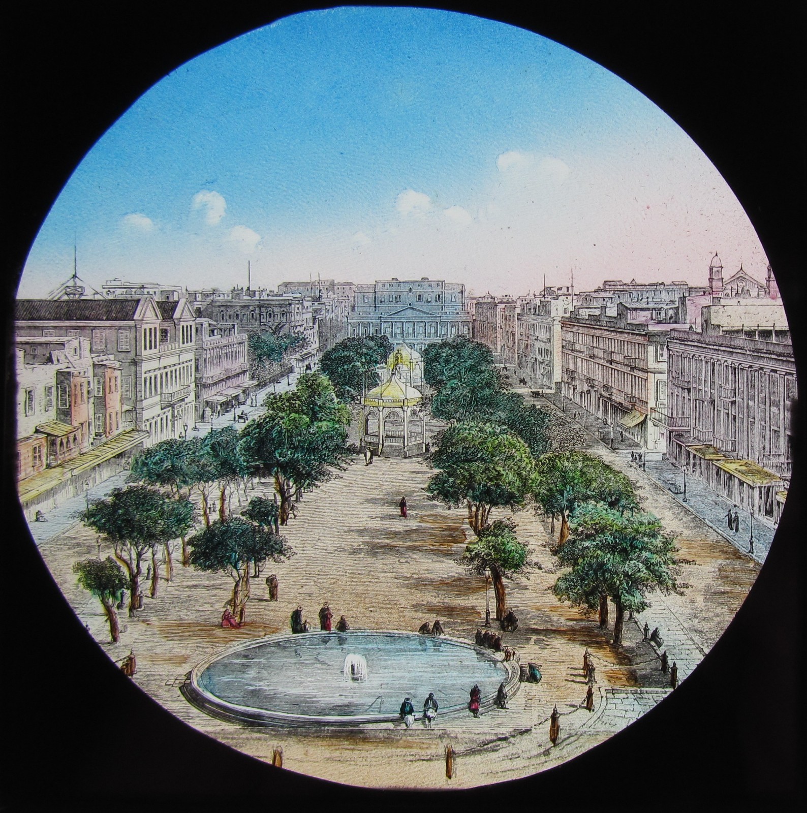 Glass Magic Lantern Slide ALEXANDRIA SQUARE C1890 VICTORIAN DRAWING EGYPT 