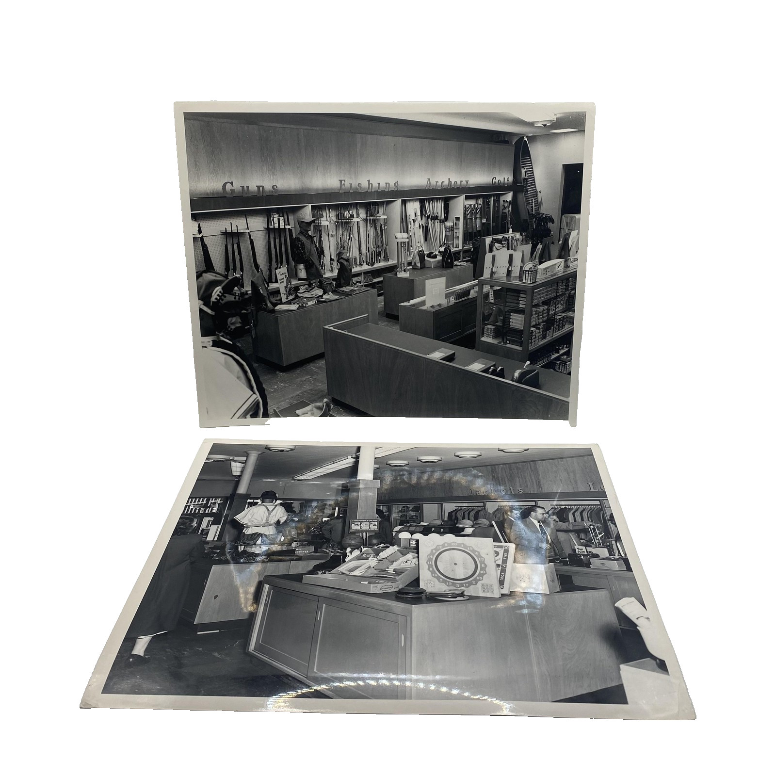 Vintage 1950s Sporting Goods Store Interior Photos Lot 2 Guns 8x10 B&W Men