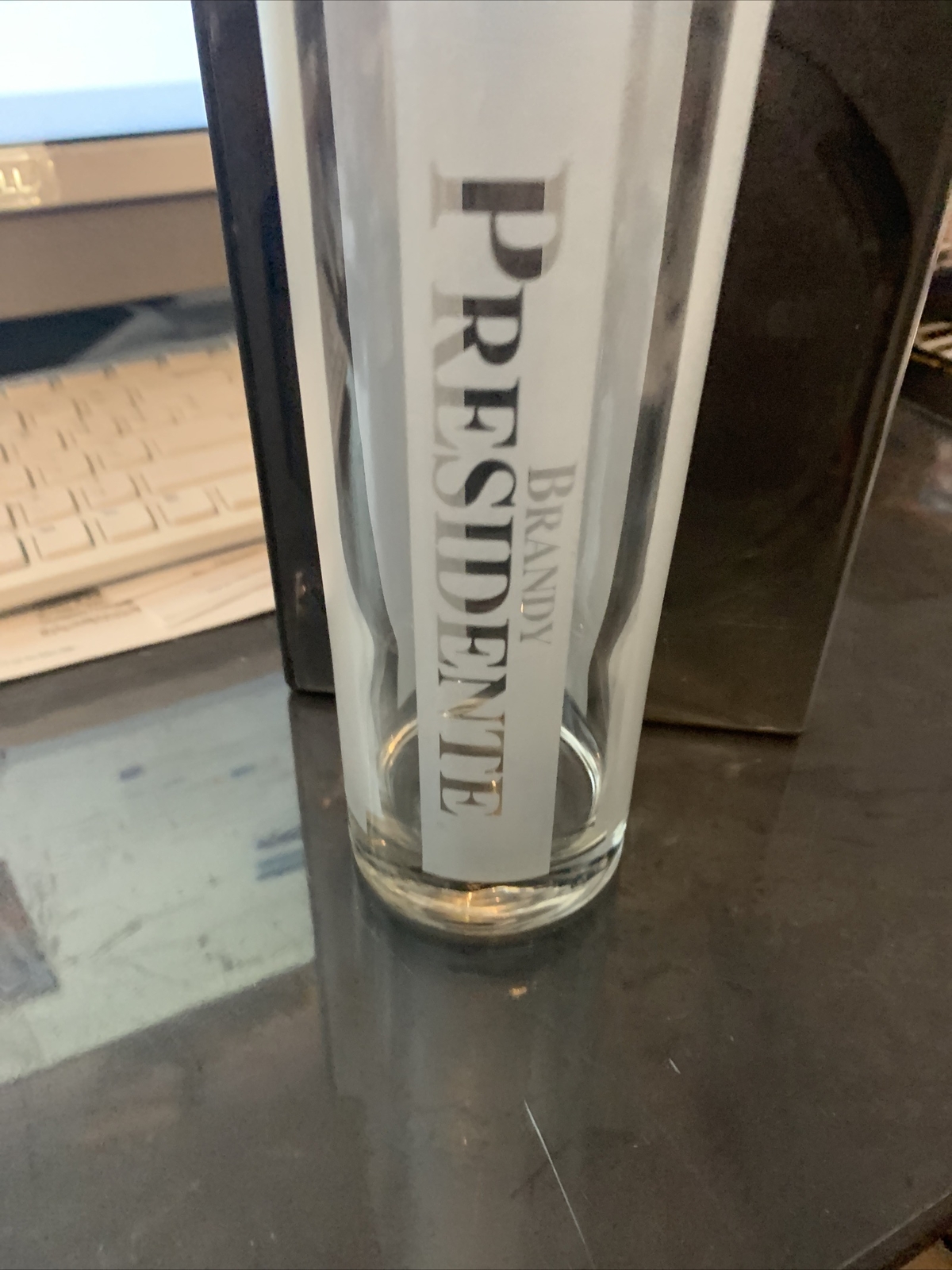 BRANDY PRESIDENTE COLLECTOR BAR TALL GLASS MEXICO 12OZ 