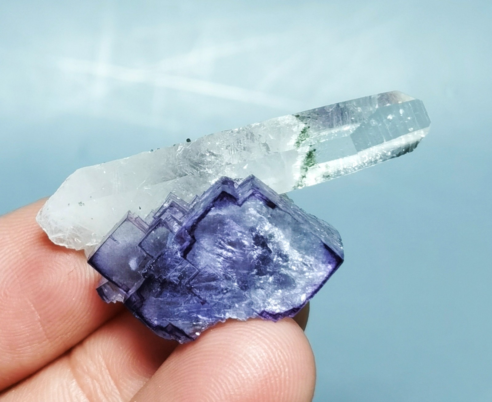 Exquisite Multi-layer Purple Window Cubic Fluorite Mineral Specimen/China