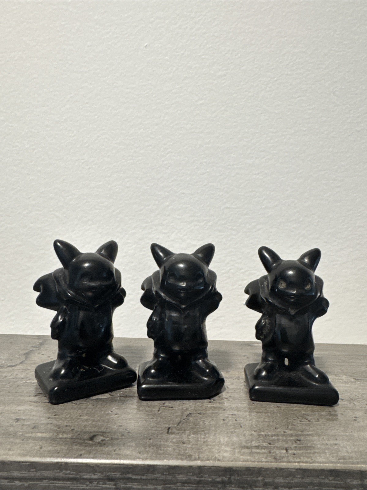 Pikachu Black Obsidian Crystal Carving Set Of 3 187 Grams 2.5”