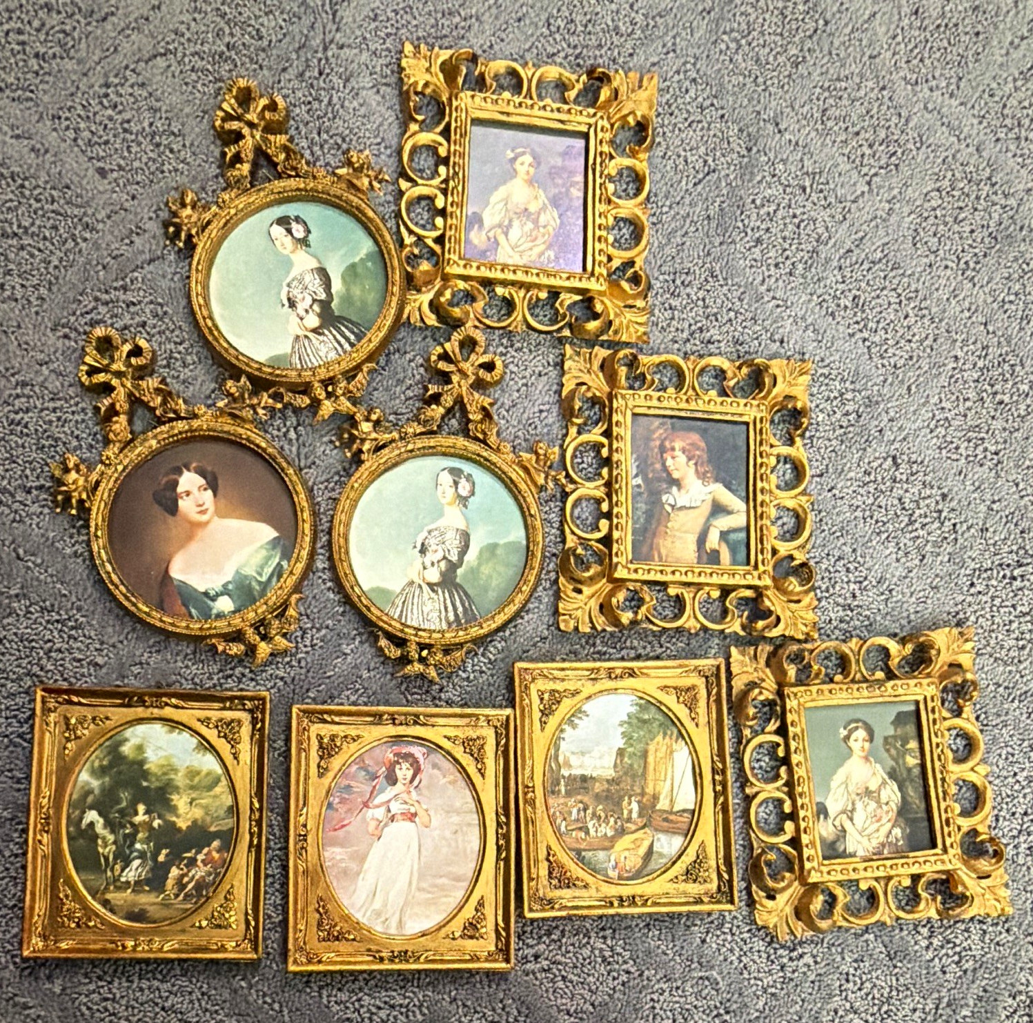 Vintage Lot 9 Made in Italy Ornate Mini Picture Frames Victorian Style