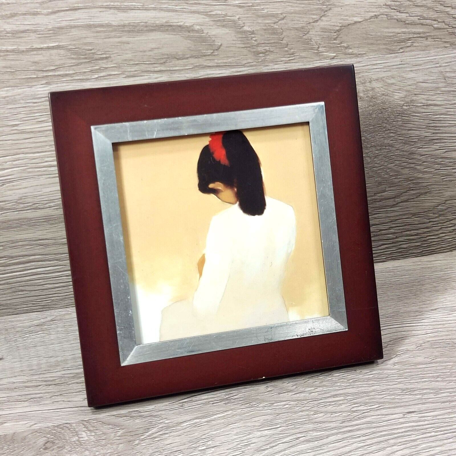Asian Woman Nguyen Thanh Binh Wall Print Picture VTG Brown/Silver Frame Art Gift