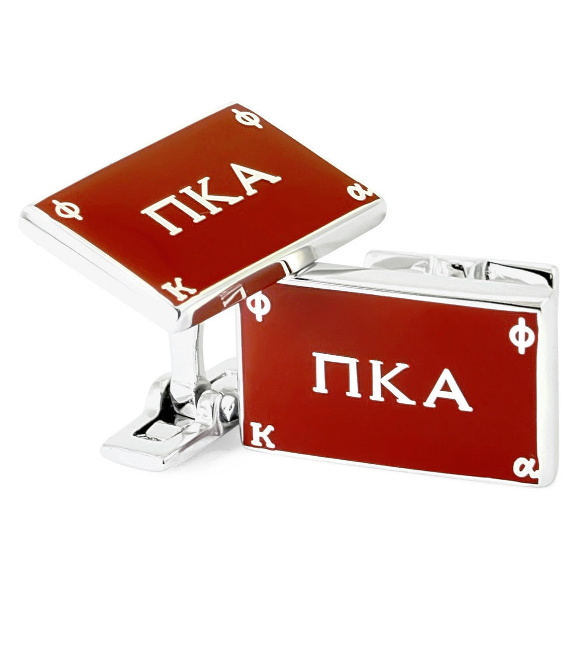 Pi Kappa Alpha Silver cuff links with official colors PIKE