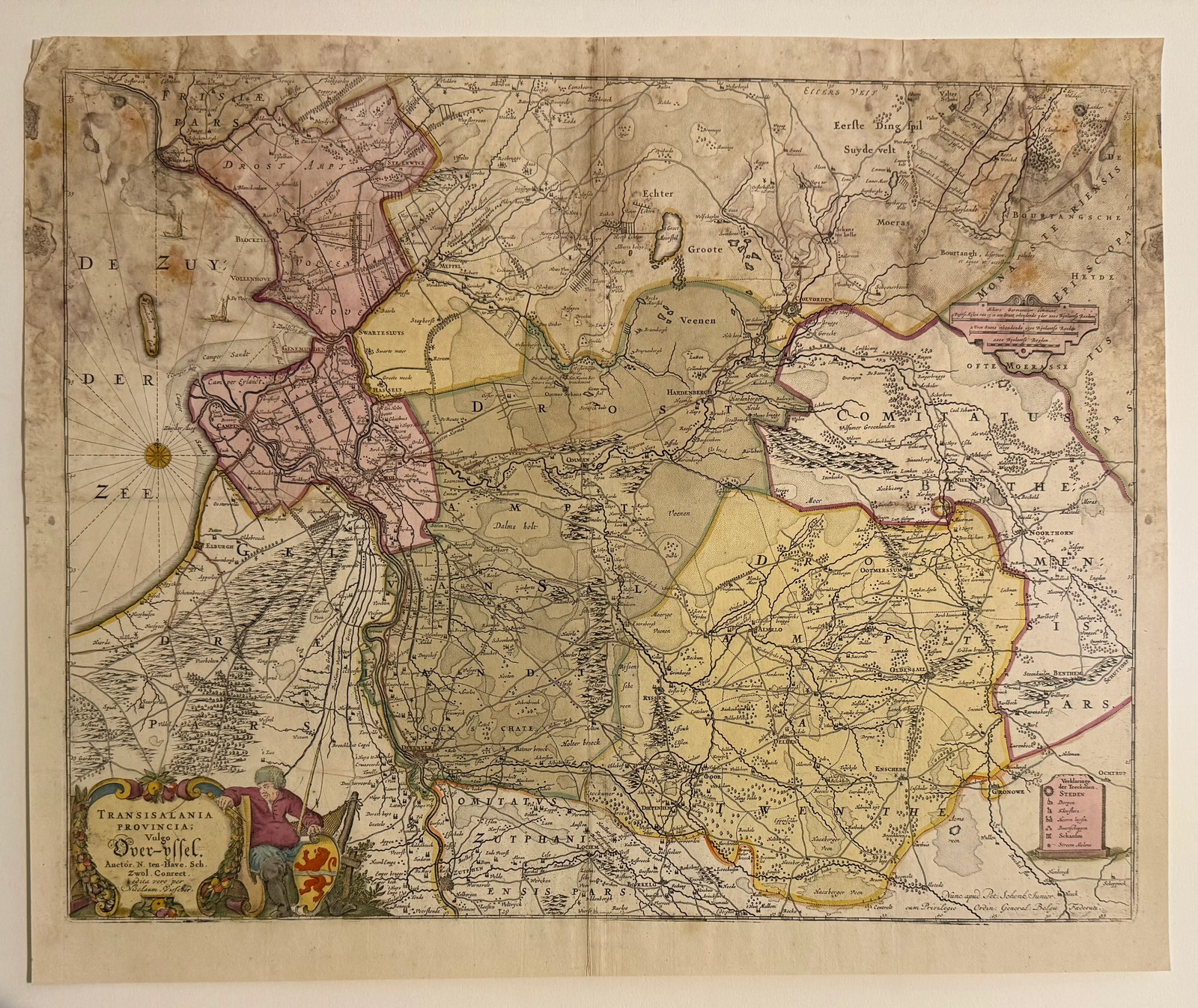 Circa 1680 Hand-Colored Map of Overijssel, Netherlands — Nicolaas ten Have