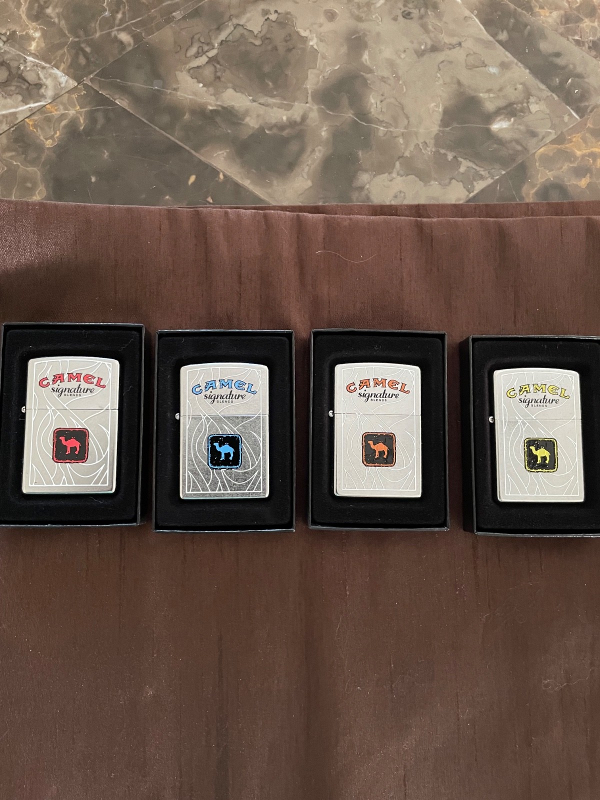 VINTAGE 2007 Zippo Camel Signature Blends Lighter Set of 4 - NEW Unfired Mint Bo