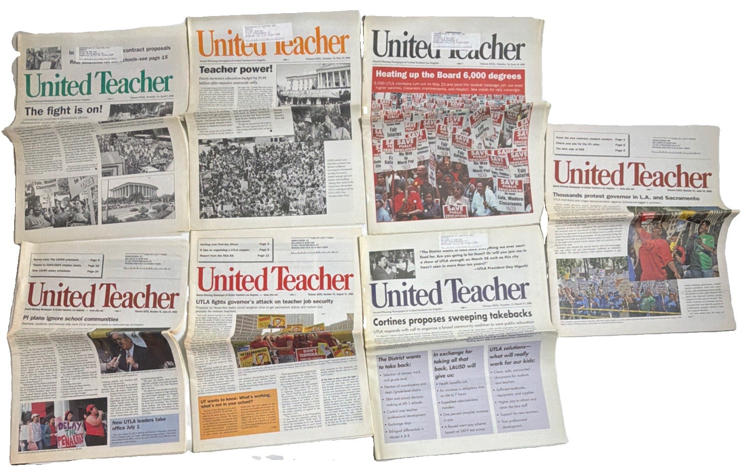 Vintage Lot of 7 United Teacher Newspapers (2000–2005)