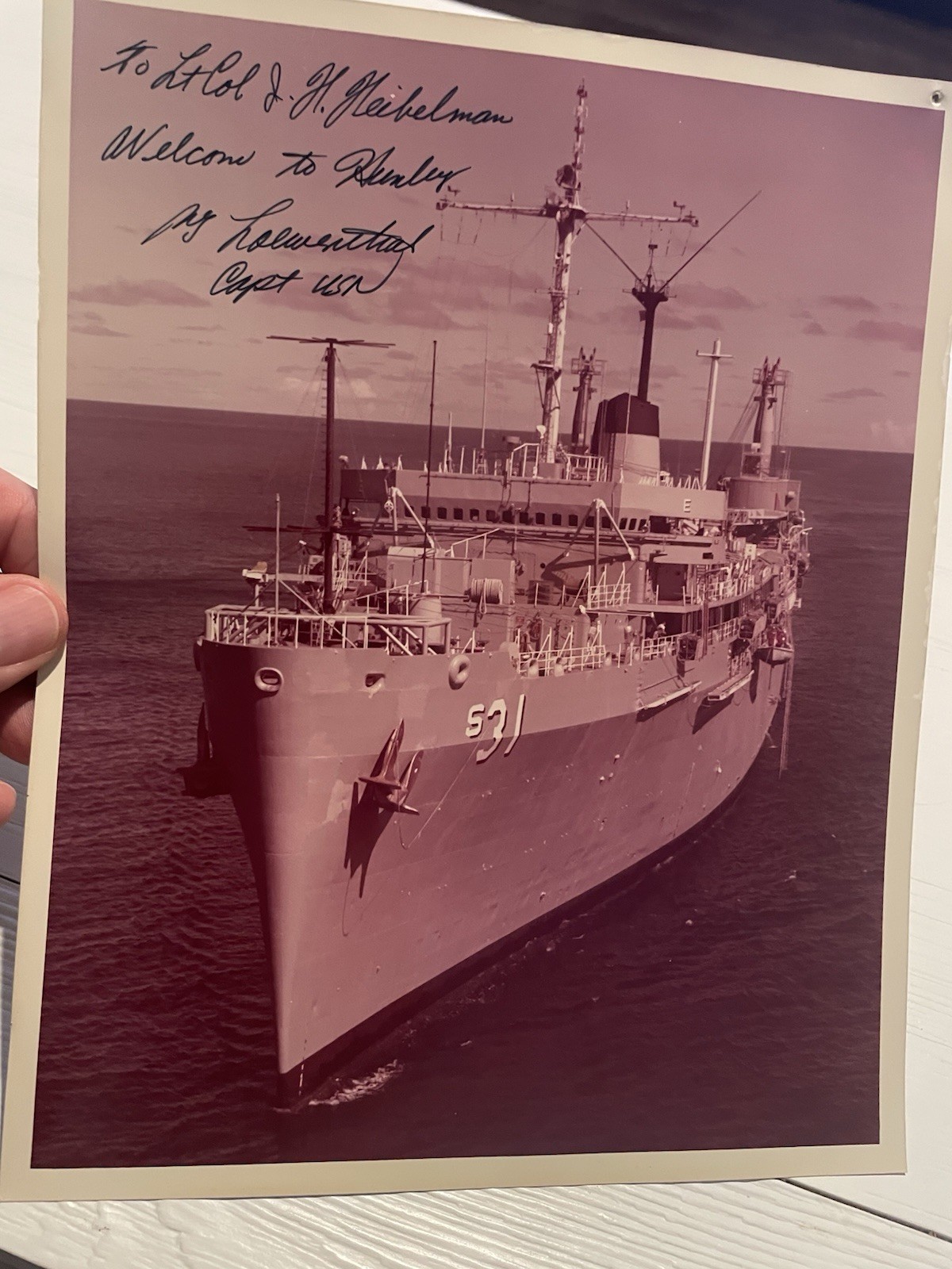 USS Hunley Photograph Signed By Captain Welcome To Hunley U.S. Navy Ship USN