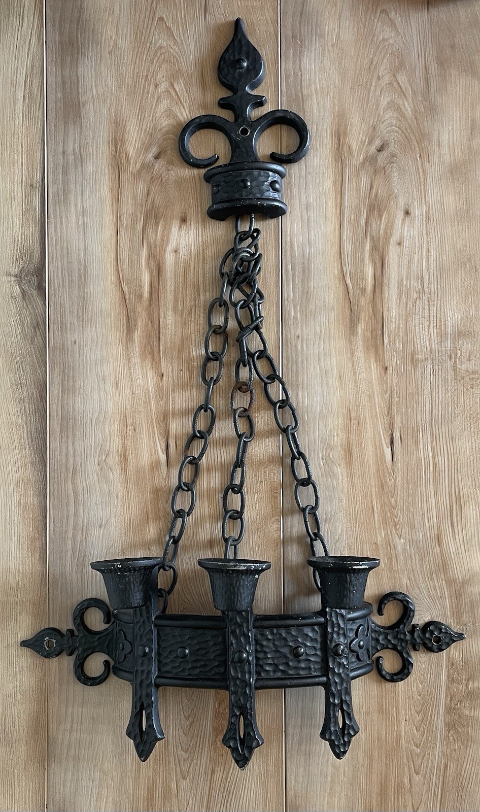 VTG 1967 Sexton Cast Metal Dungeon Gothic Wall Sconce Chains Candle Holder READ