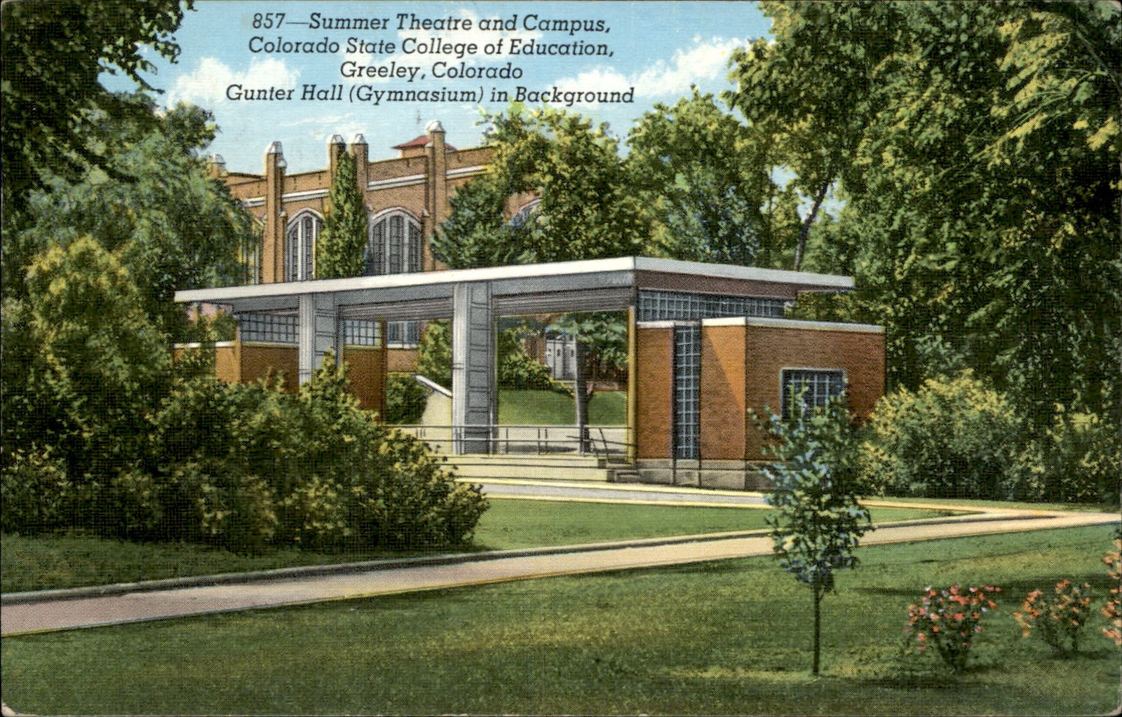Greeley CO Summer Theatre and Campus c1940s Vintage Postcard