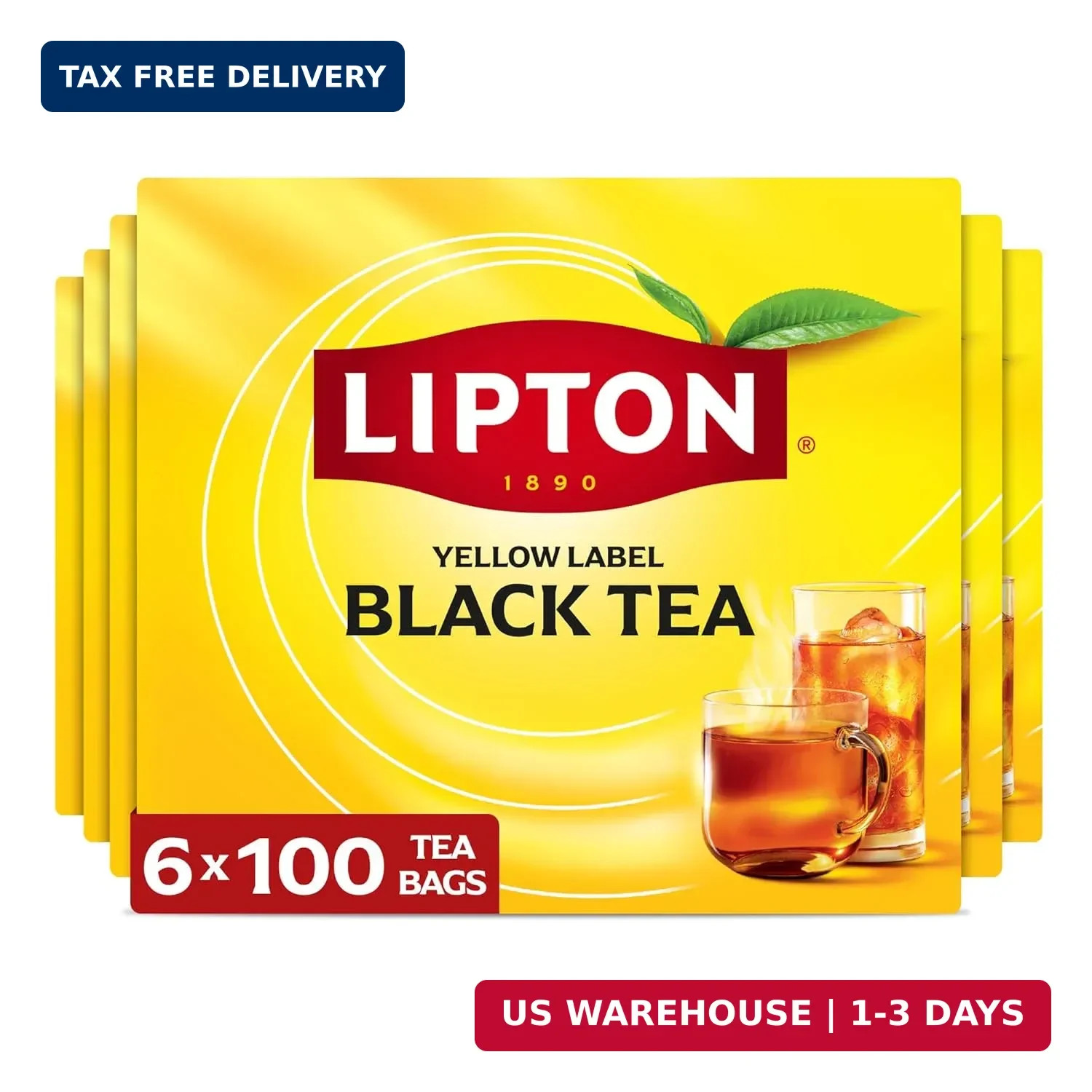 Lipton Black Tea Bags 600-Count Premium Breakfast Tea with High Caffeine for Hot