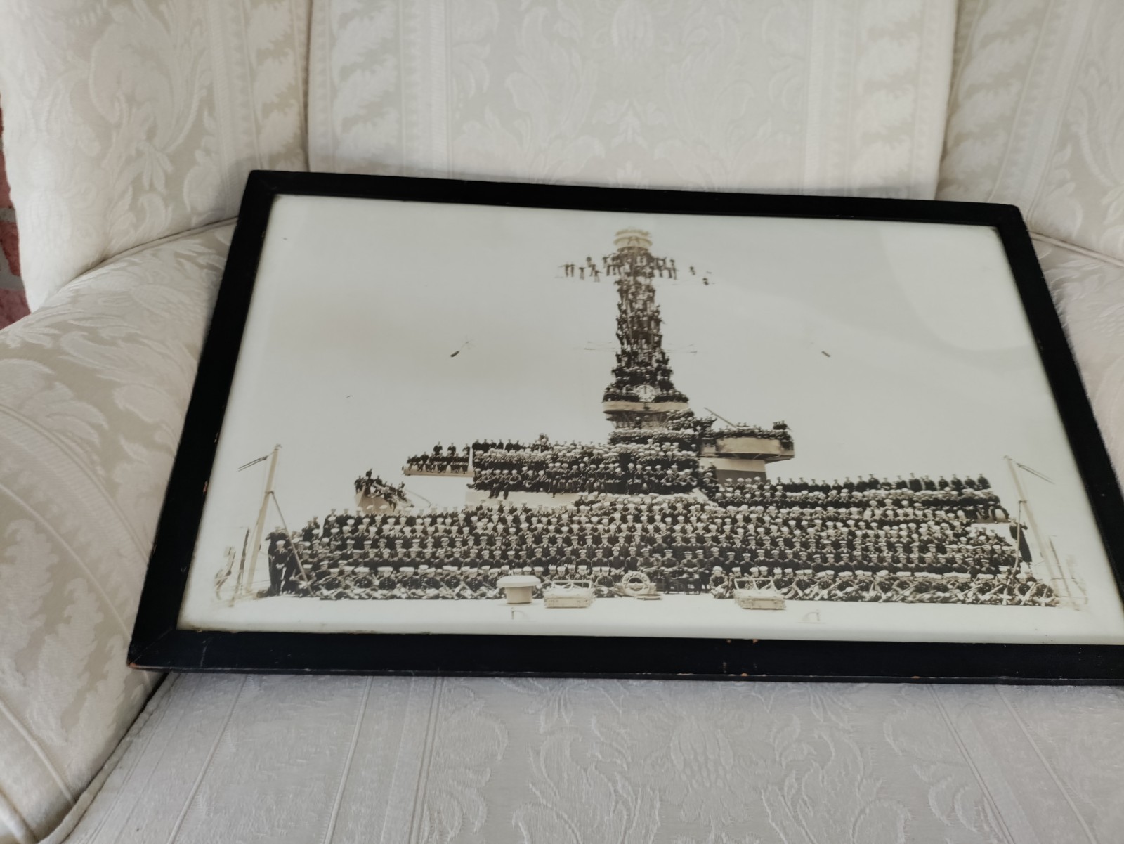 USS Nevado Navy Battleship  Real Photo Framed Picture Of The Crew
