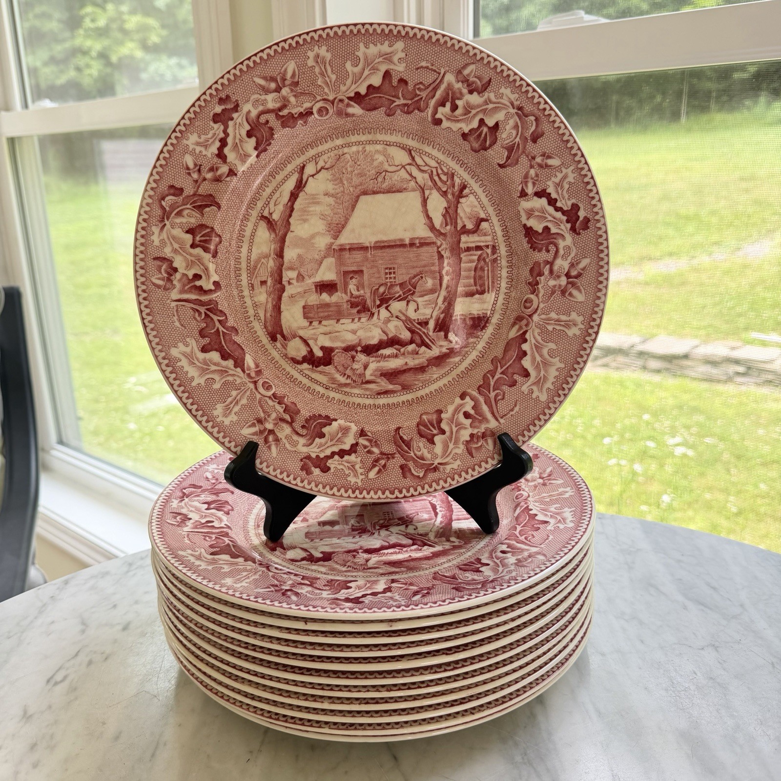 Johnson Brothers Thanksgiving Frozen Up Dinner Plates 10.5” Set Of 12 1940s