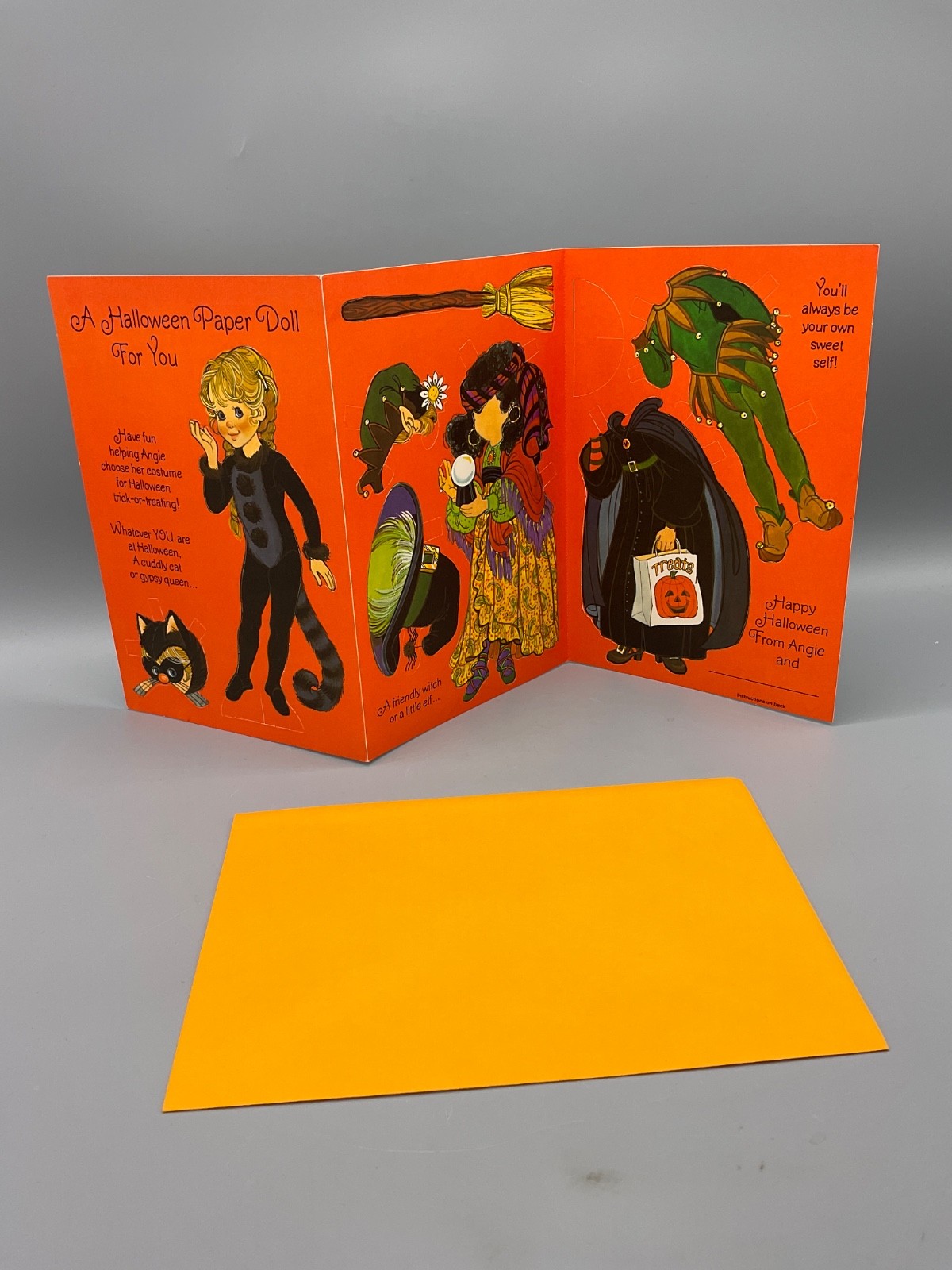 Vtg Hallmark Halloween Card Little Girl Paper Doll Punch Out Halloween Costumes