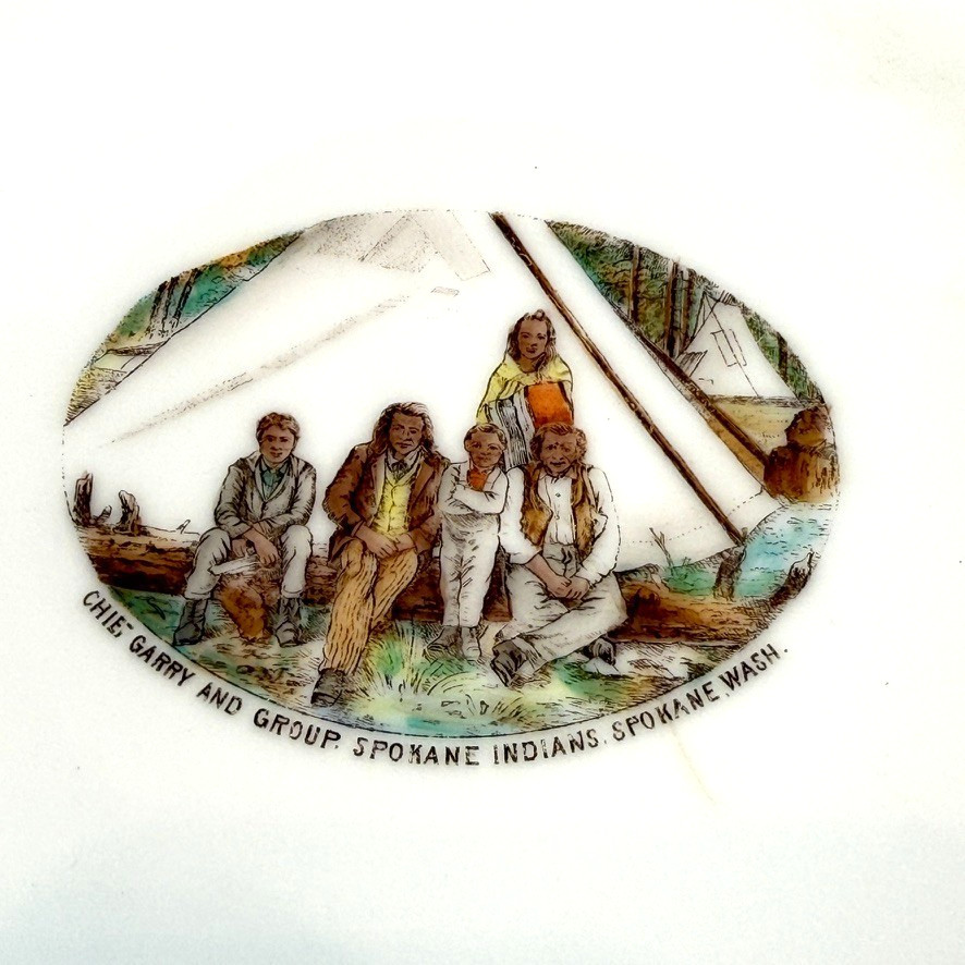 SPOKANE WA WASHINGTON Native Indian Antique Souvenir RARE China Dish Plate