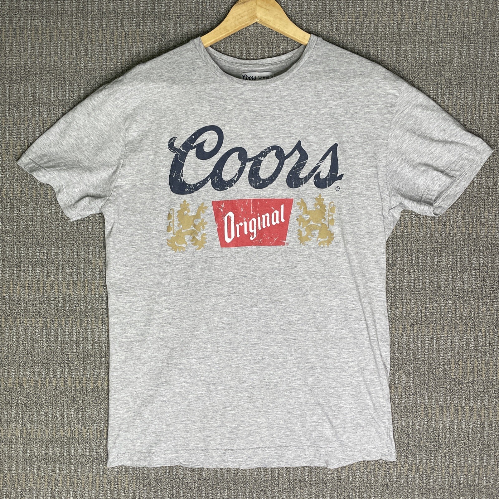 Coors Men\'s Gray Large Cotton Blend Graphic T-Shirt Breweriana Vintage Style