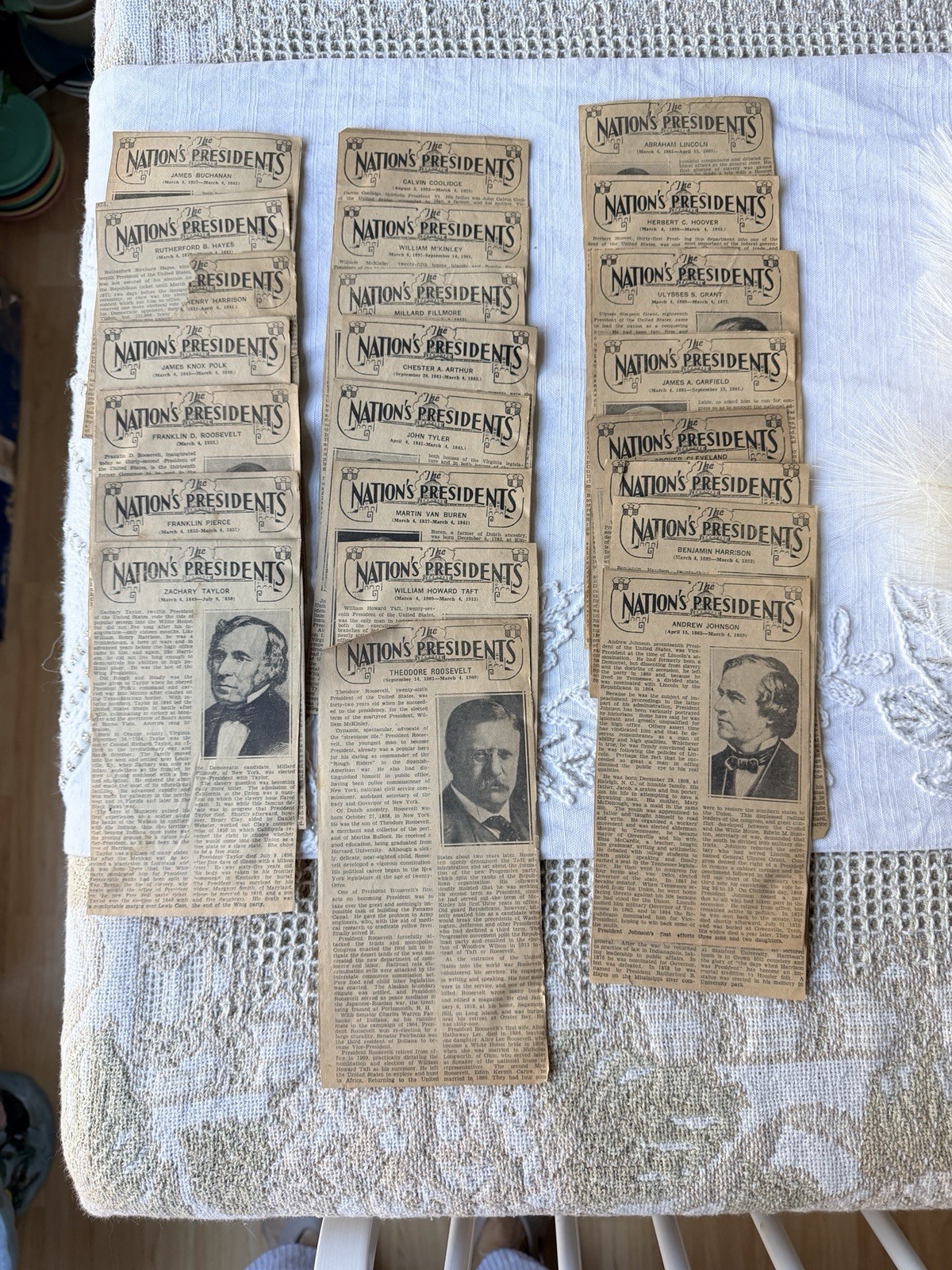 VINTAGE 1930’s NEWSPAPER CLIPPINGS NATION’S PRESIDENTS * Set of 23 * HOOVER + Ad
