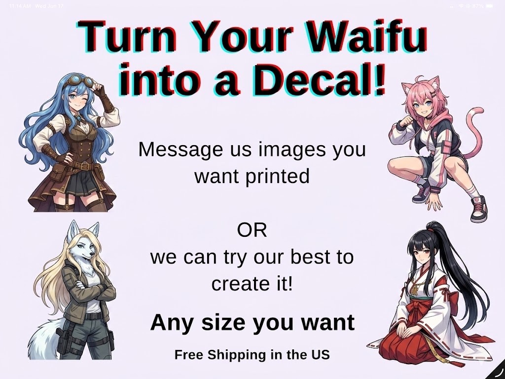 Custom Waifu Weatherproof Anime Sticker 6