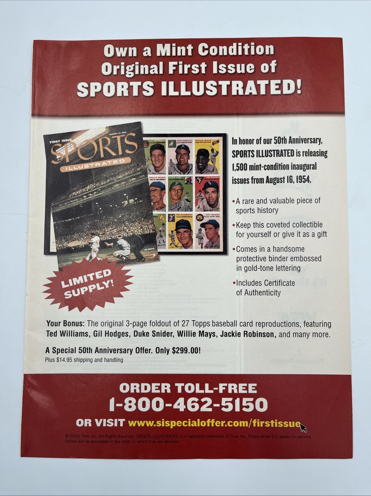 2004 Magazine Print Ad Advertisement Sports Illustrated First Issue Re-Release