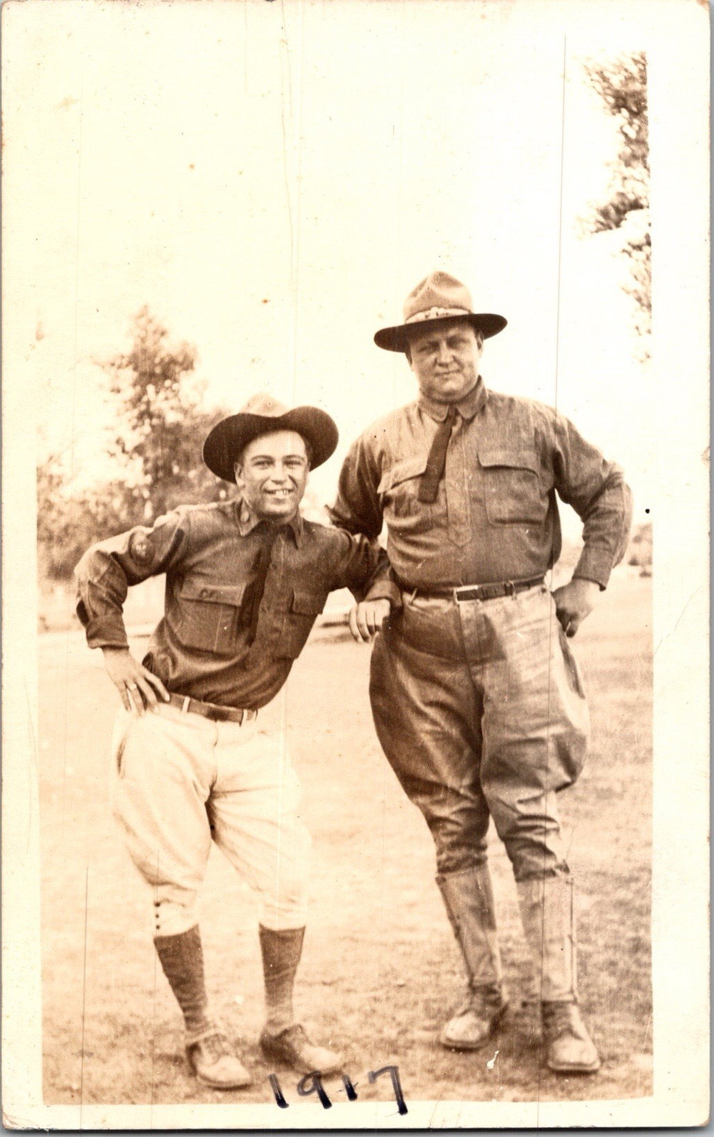 1917 RPPC Real Photo Postcard US Solders Posing Joking WWI Military KJ8
