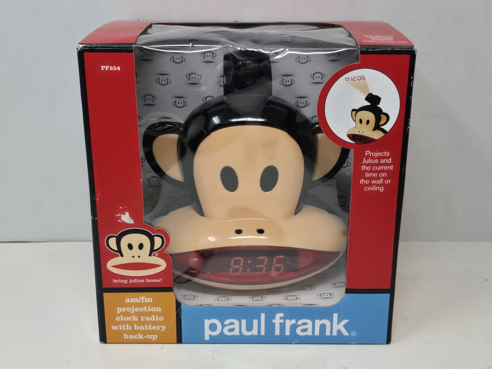 Paul Frank Julius Monkey AM/FM Projection Clock Radio w/ Battery Back-Up, PF254