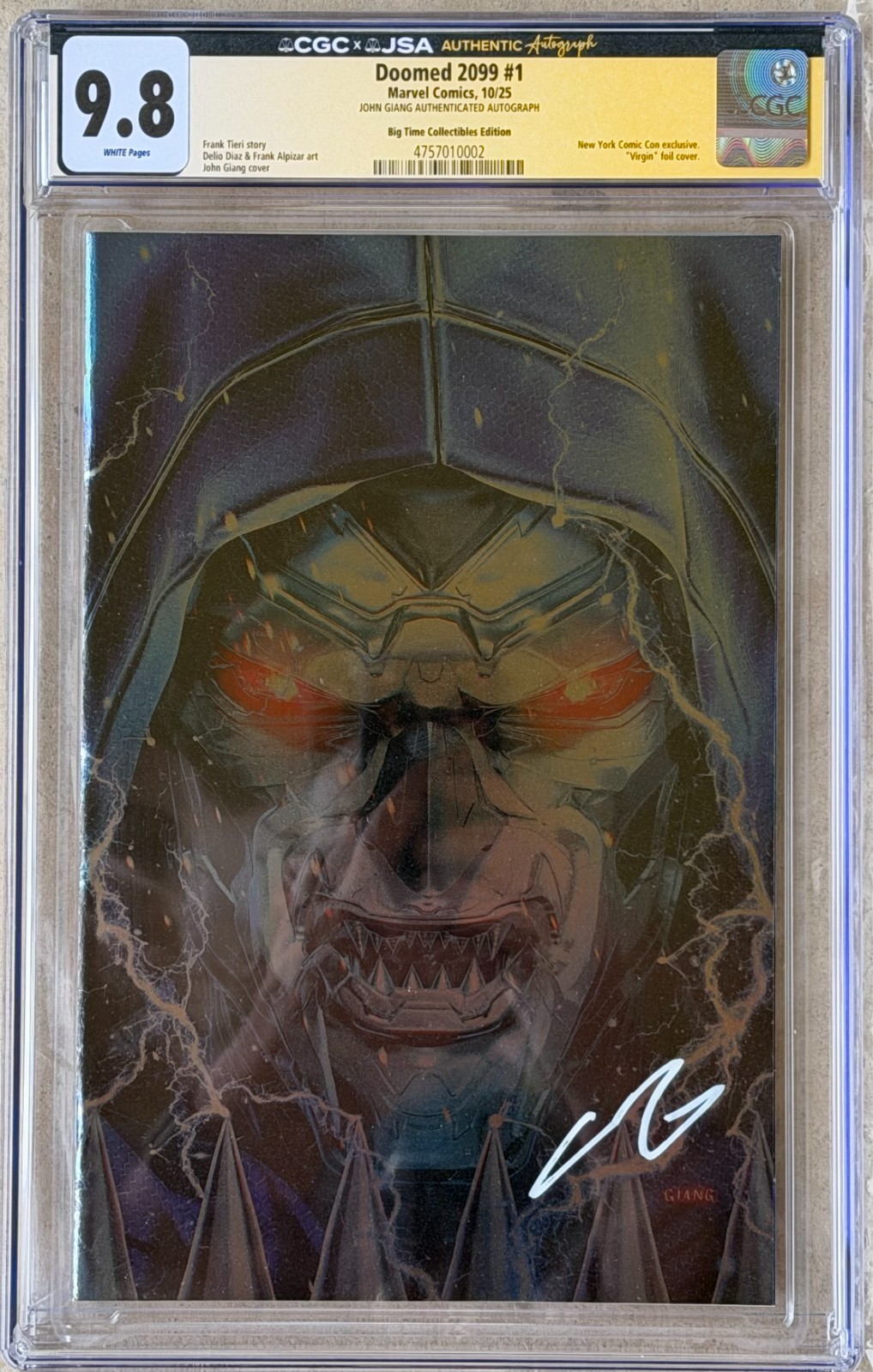 Doomed 2099 #1 - CGC SS 9.8 - Signed John Giang Virgin Foil NYCC 2025 LTD 500