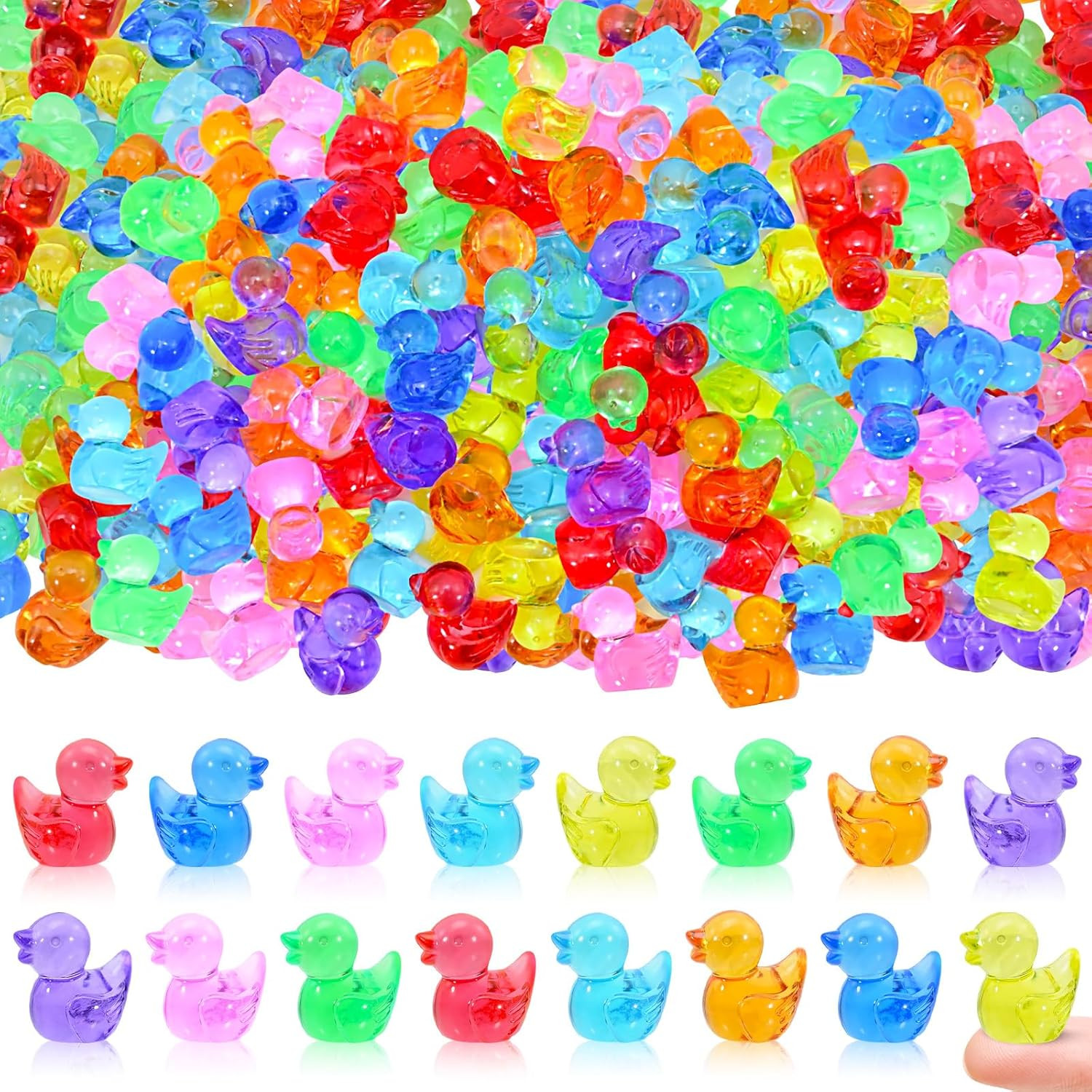 250 Pcs Mini Acrylic Ducks Colorful Small Little Tiny Resin Duck Figures to Hide