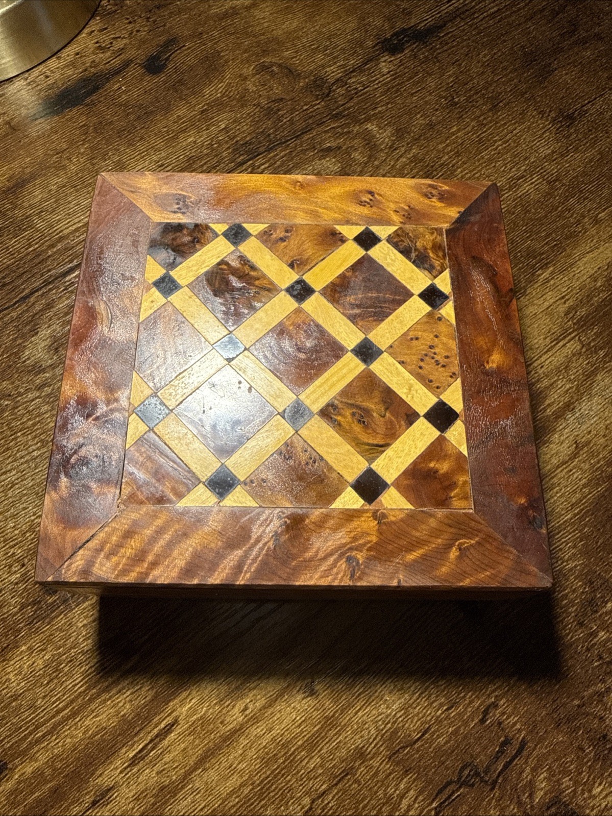 Vintage Moroccan Burl Wood Jewelry Box Luxury Burl Wooden Box 5.5\