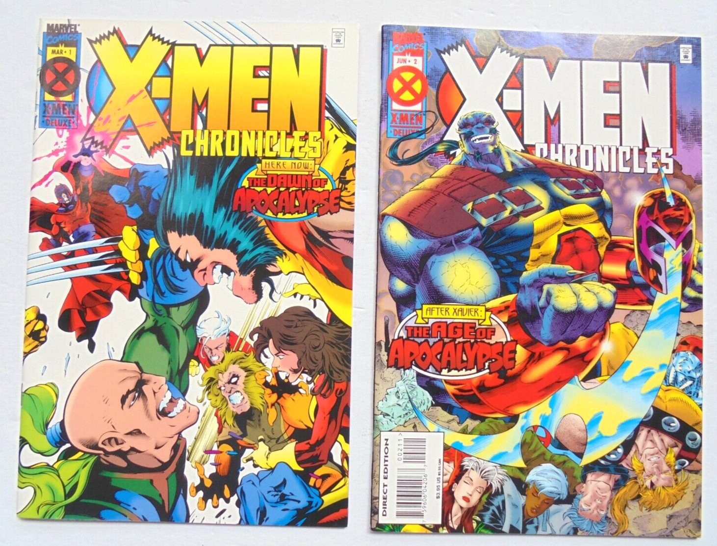 X-Men Chronicles #1 & 2 Marvel 1995 Comic Book (Age of Apocalypse) EXCELLENT