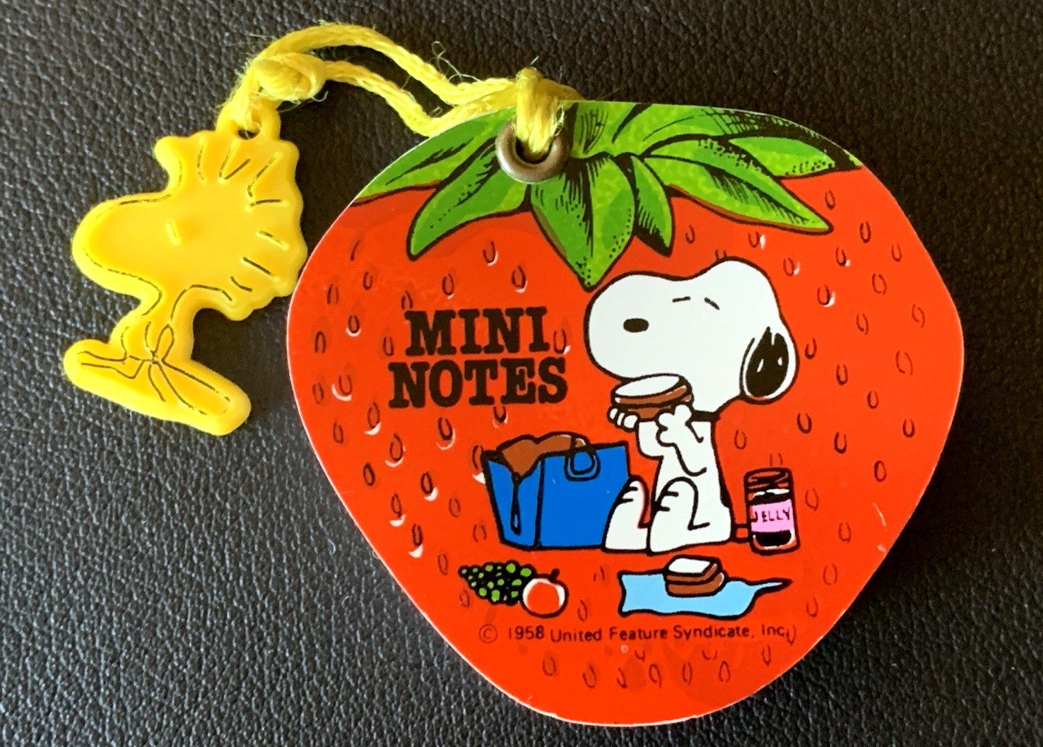 Vintage Snoopy Strawberry Mini-Notes w/Woodstock Charm