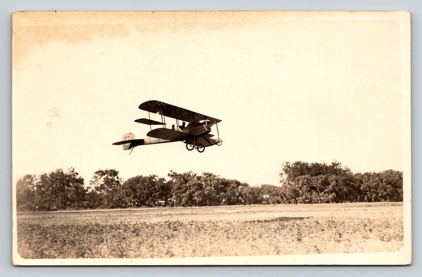 Vintage RPPC Biplane Aviation Flight Postcard WWI Era Plane