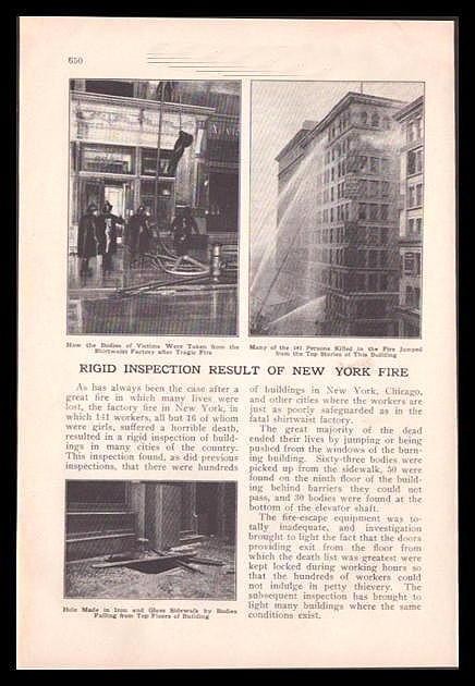 Triangle Shirtwaist Fire 1911 article “Rigid Inspection Result of New York Fire