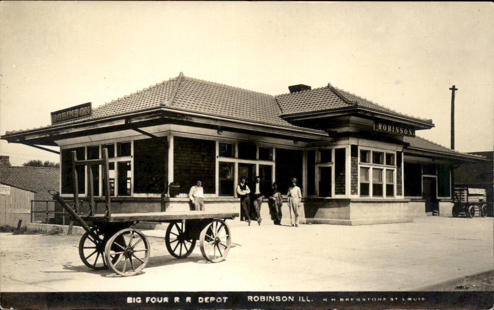 Robinson IL Big Four R.R. Depot c1910s Real Photo Vintage Postcard bhn