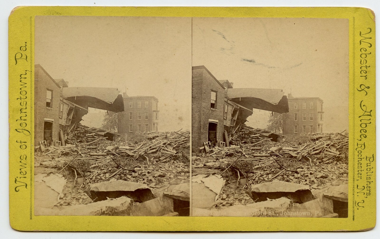 Ruins from Bedford St. Johnstown PA Flood Disaster  Vintage Stereoview Photo 