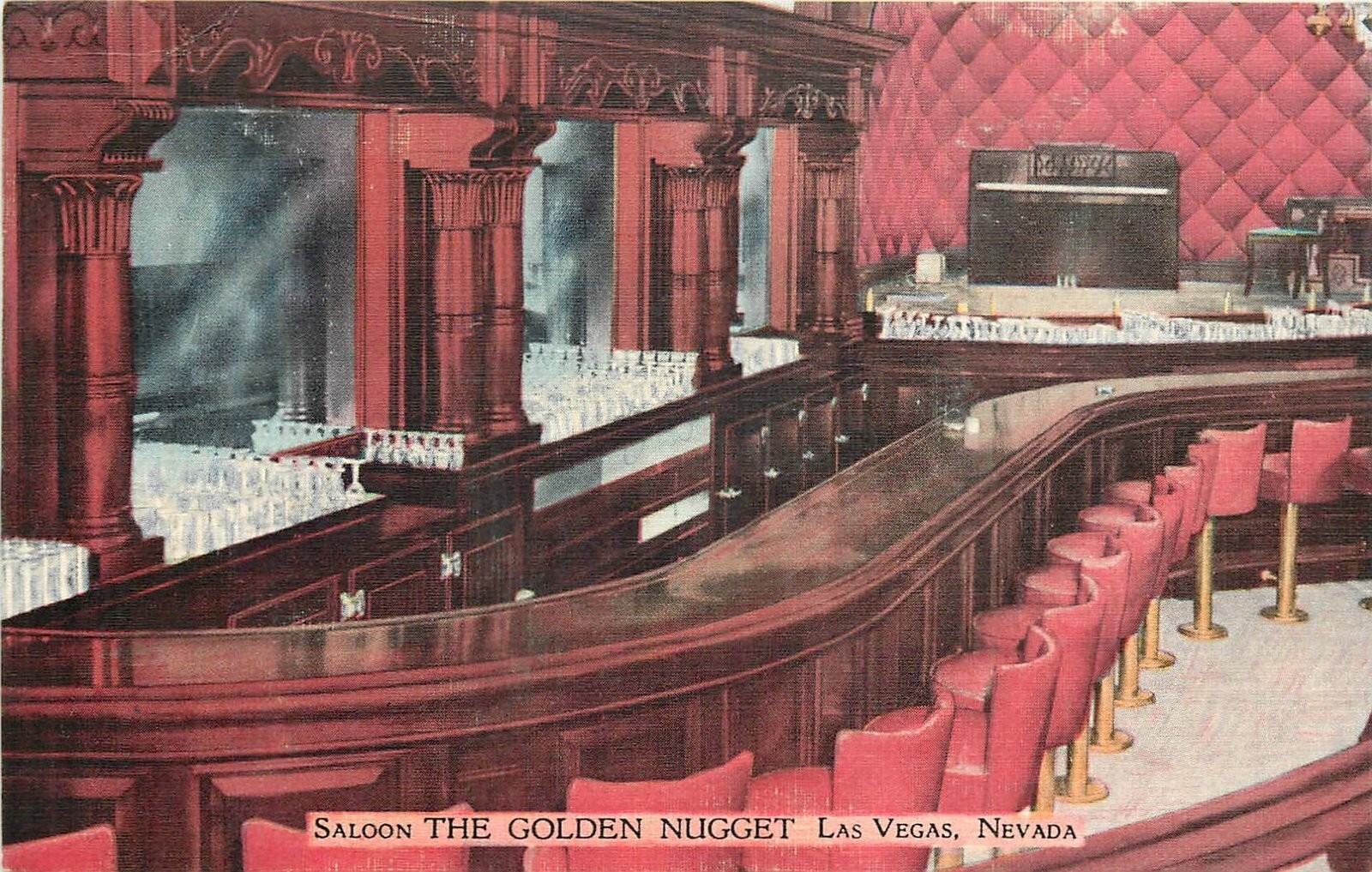 Postcard 1940s Las Vegas Nevada Golden Nugget Saloon interior occupation 24-6268