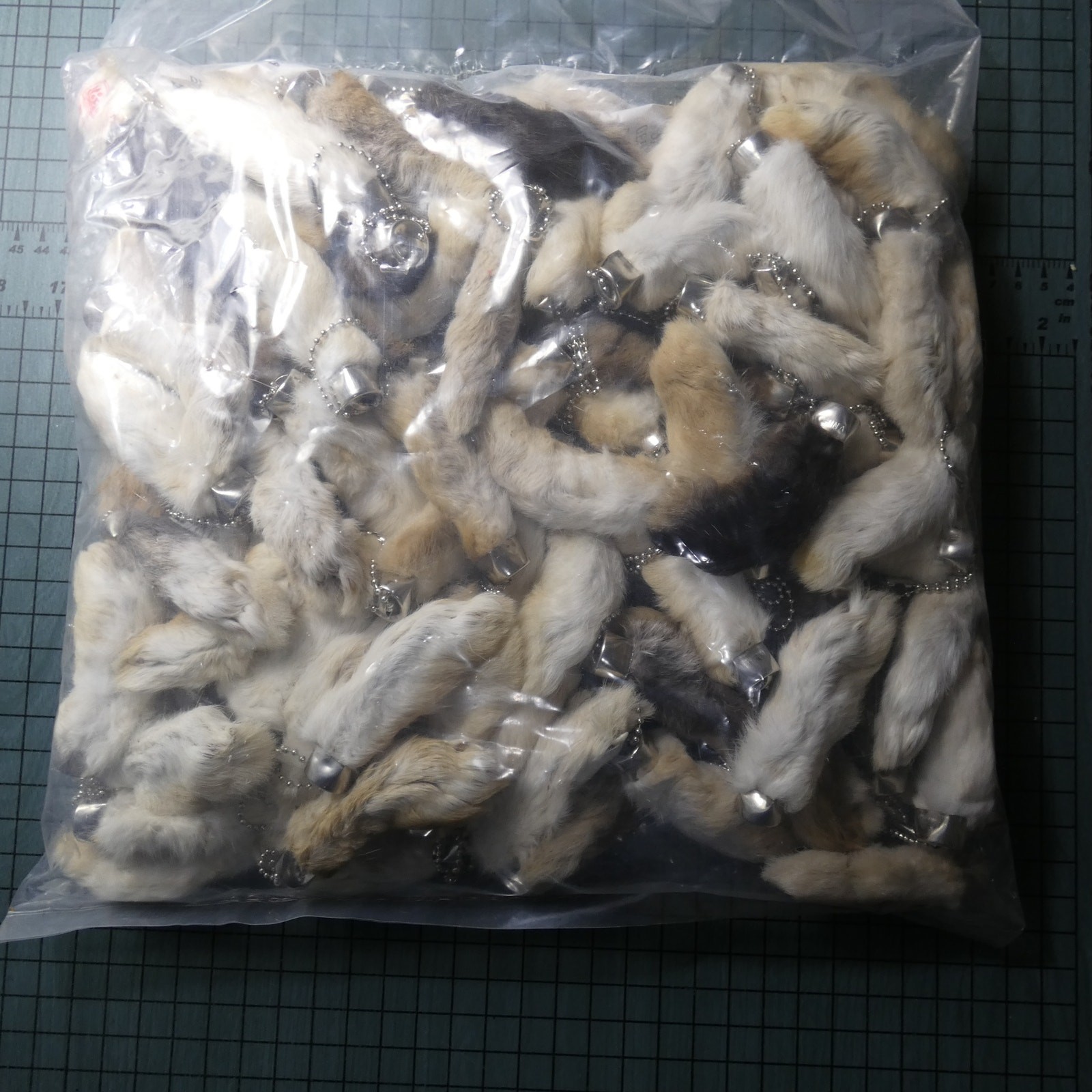 Bulk 50 New Lucky Rabbits Foot Key Chain, Zipper Pull, Charm Natural Colors