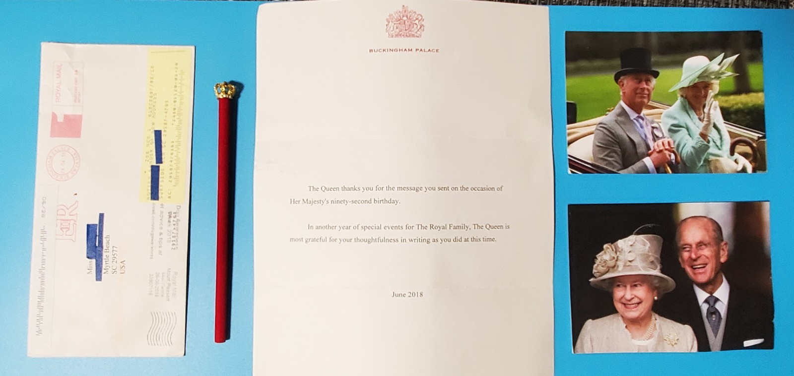 Official Queen Elizabeth II Buckingham Palace Letter 2018 & Royal Souvenir Lot