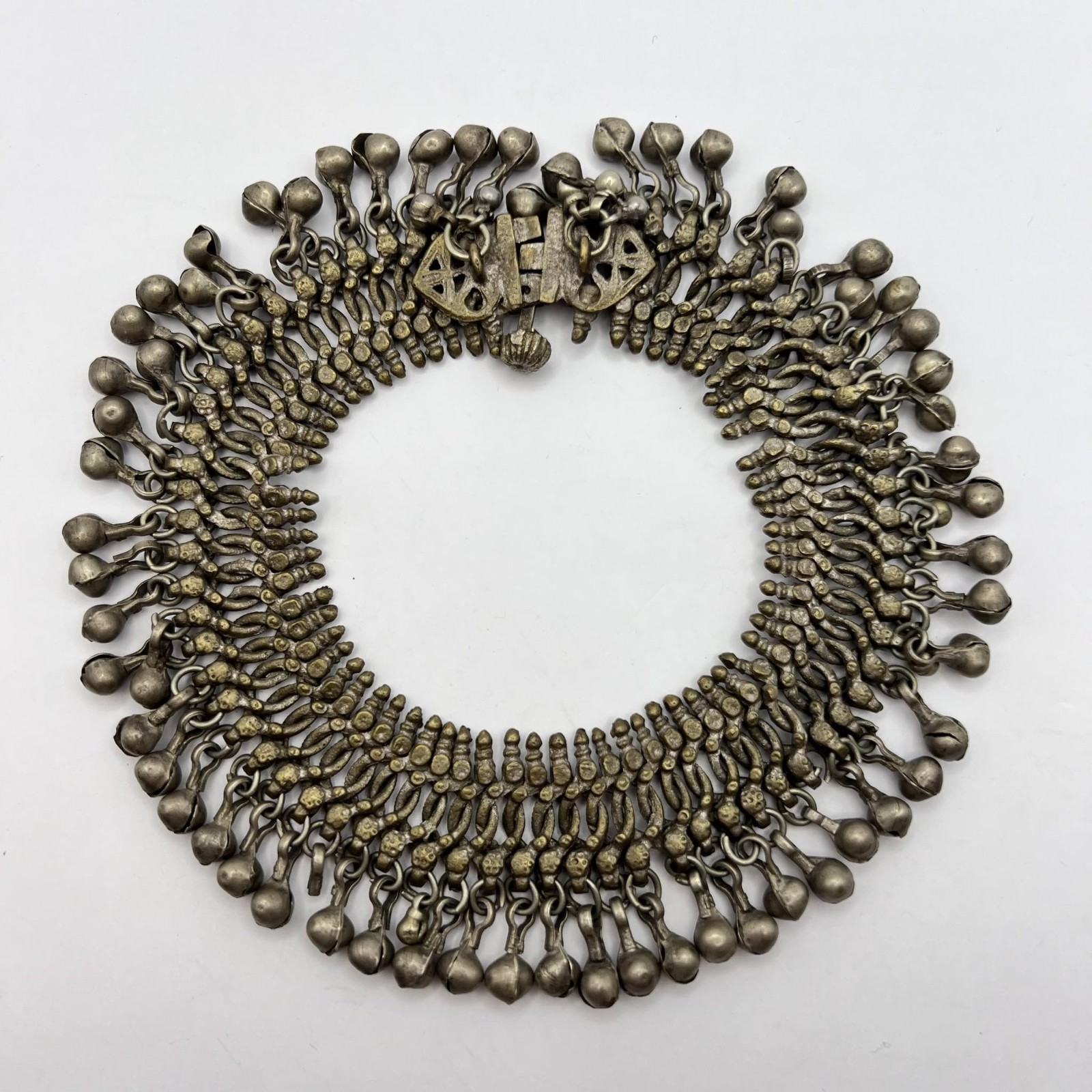 Antique Ethnic Bedouin Yemen Silver Brass Ankle Bracelet Belly Dance 11.22 in