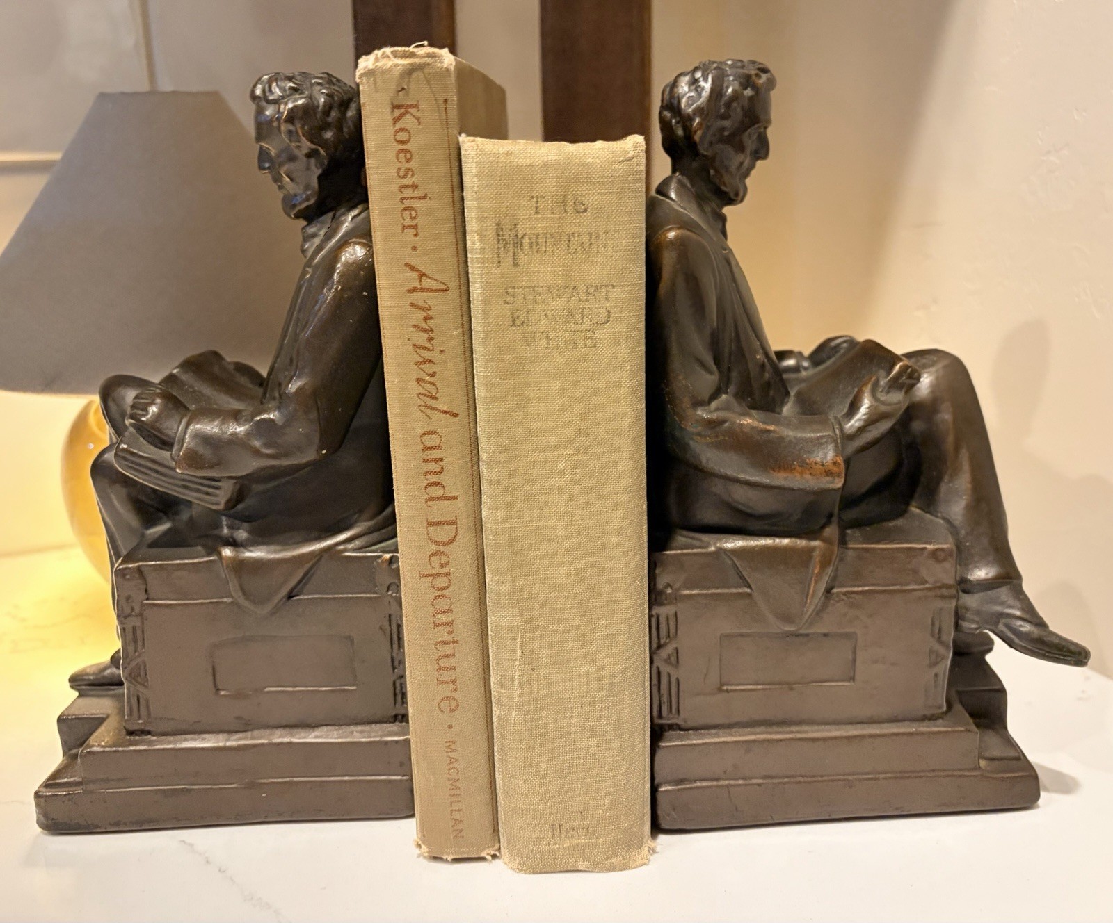 Vintage Pair Abraham Lincoln Bookends Armil Bronze Figural 6.75” Americana