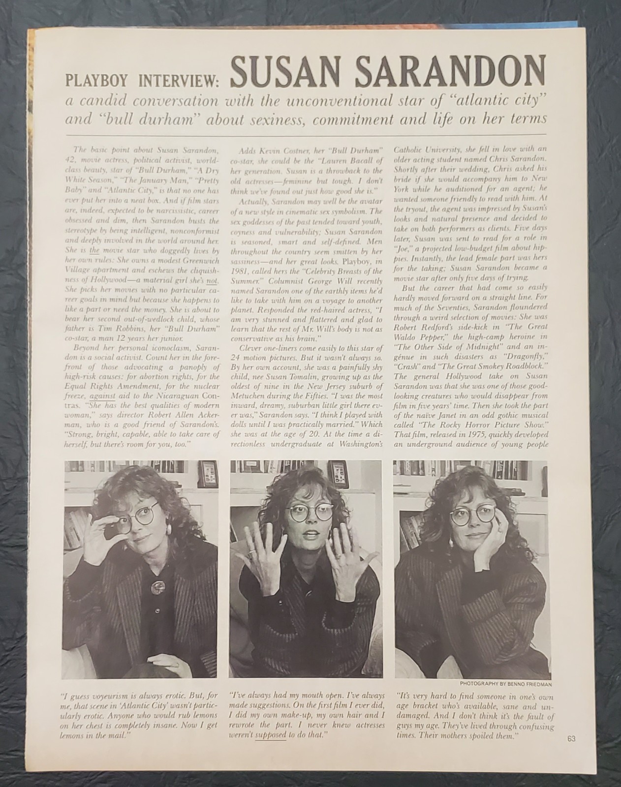 Playboy INTERVIEW -  Actress SUSAN SARANDON    May, 1989