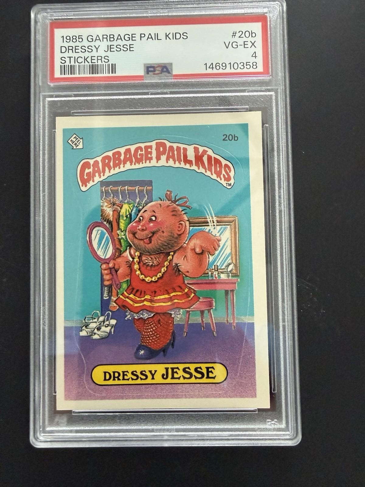 1985 Topps OS1 Garbage Pail Kids Series 1 DRESSY JESSE 20b GLOSSY Card PSA 4 VG